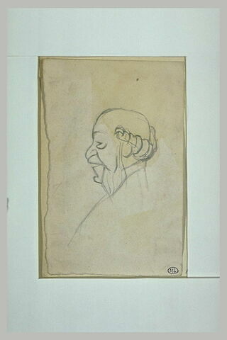 Tête de vieillard, de profil à gauche, presque chauve, image 1/1