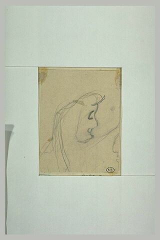 Croquis schématique d'une tête grimaçante, de profil à droite, image 1/1
