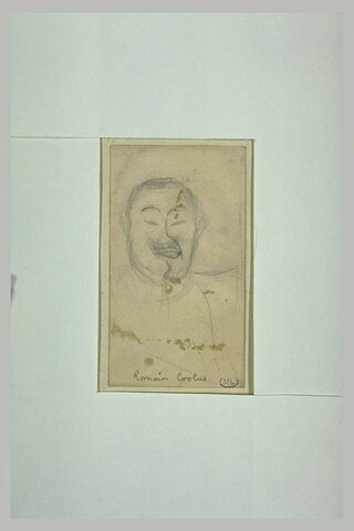 Homme vu en buste, de face, bouche de travers, image 1/1