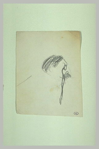Tête d'homme, de profil à droite, avec un lorgnon et moustache, image 1/1