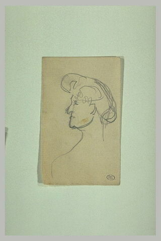 Tête de femme, de profil à gauche, chignon dans le cou, image 1/1