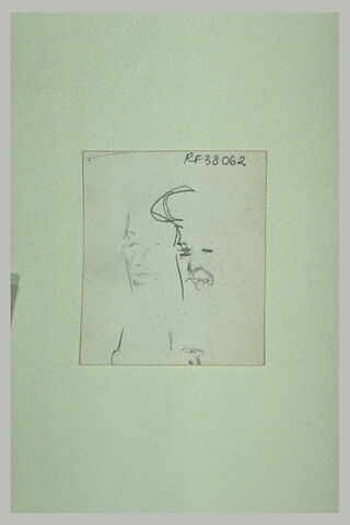 Deux croquis d'une tête de femme, de profil, image 1/1