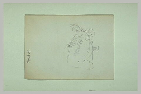 Silhouette de femme penchée en avant, de profil à gauche, image 1/1