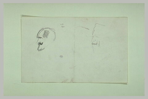 Deux croquis inachevés de têtes d'hommes, de profil à gauche, image 1/1