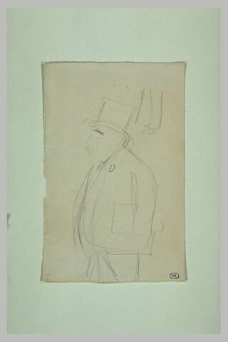 Croquis d'un homme à mi-jambes, de profil à gauche, image 1/1