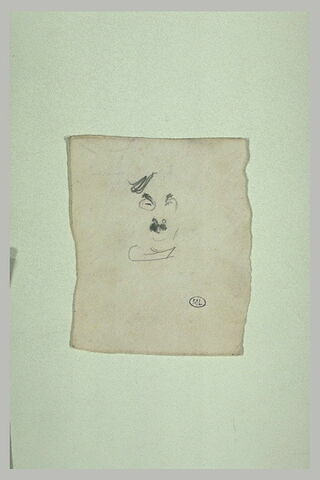 Croquis inachevé d'une tête d'homme, de face, petite moustache, image 1/1