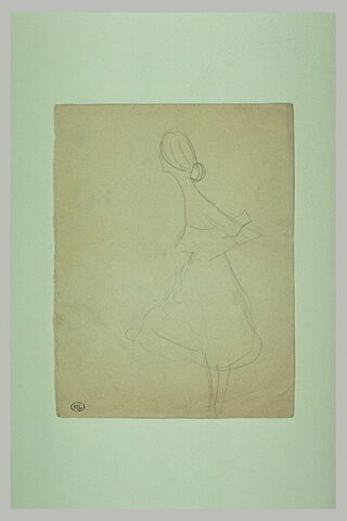 Silhouette de femme, de profil à gauche, coiffée d'un petit chignon, image 1/1