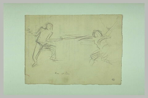 Silhouettes de deux hommes se battant au fleuret, image 1/2