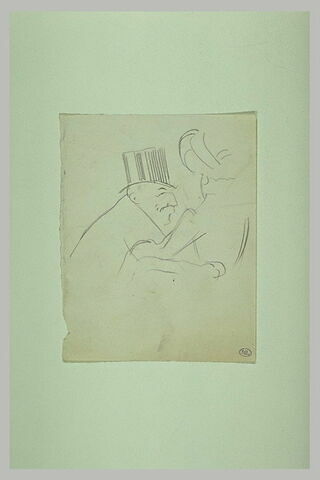 Homme âgé, en buste, de trois quarts à droite, coiffé d'un chapeau, image 1/1