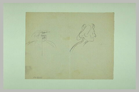 Tête de femme, de trois quarts à droite ; tête, de profil, image 1/1