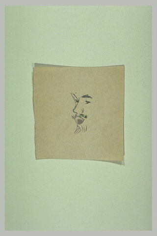 Croquis d'une tête d'homme, moustachu, de trois quarts à gauche, image 1/1