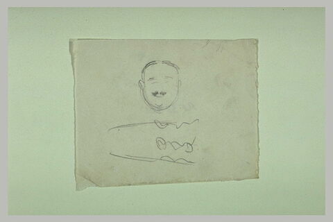 Tête d'homme, de face ; bas d'une robe, image 1/1