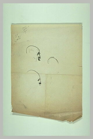 Trois croquis inachevés d'une tête d'homme, de profil à droite, image 1/1