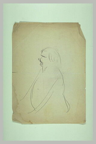 Silhouette caricaturale, en buste, de profil à gauche, image 1/1