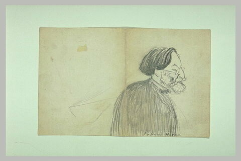 Tête de vieil homme barbu, en buste, de profil droit:  le professeur Hayem, image 1/1