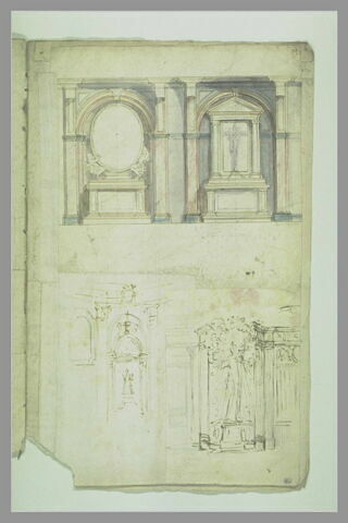 Deux projets de maître-autel ; décor architectural ; chapelle, image 1/1
