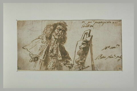 Caricature : gentilhomme regardant une toile représentant un singe, image 2/3