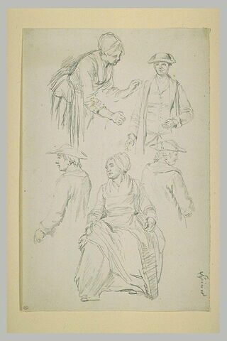 Etudes de femmes et d'hommes, dans diverses positions, image 1/1