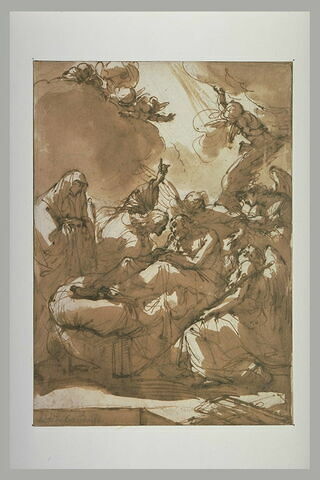 Mort de Saint Joseph, soutenu par un ange et assisté par deux anges, image 2/2