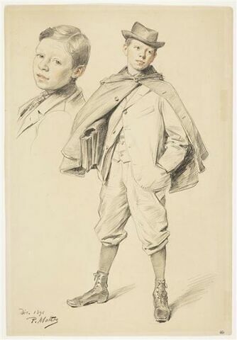 Portrait d'un jeune garçon, de trois quarts à gauche ; reprise de la tête, image 1/2