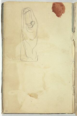 Croquis d'une femme arabe portant un enfant dans son dos, image 1/2