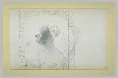 Buste de femme nue, de profil à gauche, les seins tombant, image 1/1