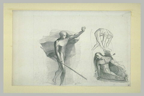 Homme percé de flèches, homme avec draperie flottante et croquis d'homme, image 1/1