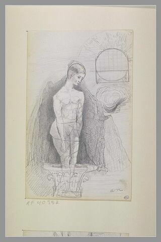 Femme nue debout, vue de face ; à droite, un astre rayonnant, image 1/1