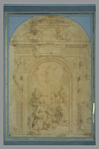 Projet d'un autel avec, au centre, l'Apparition du Christ à la Vierge..., image 1/1