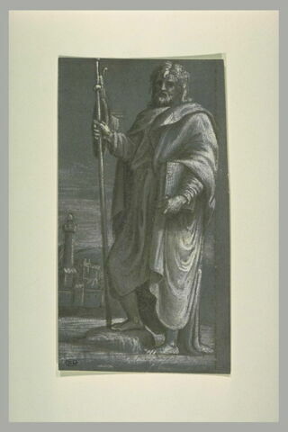 Saint Jacques le Majeur, debout, tenant un livre et un bâton