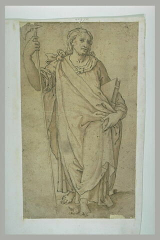 Saintt Matthias, debout, tenant un livre et une hallebarde, image 1/1