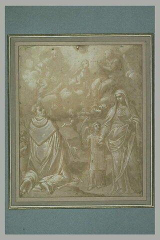 Jésus Enfant sur des nuées adoré par la Vierge et un saint (moine ?) apparaissant à Saint Philippe Benizzi et sainte Françoise Romaine