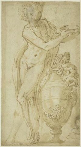 Bacchus debout, appuyé sur un grand vase, image 1/2