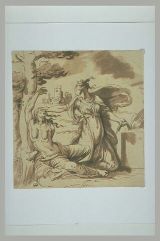Scène allégorique avec une femme attachée à un arbre, martyrisée ..., image 1/1