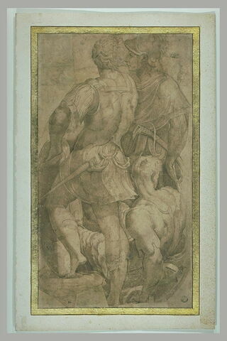 Groupe de trois guerriers vêtus à l'antique, image 2/2