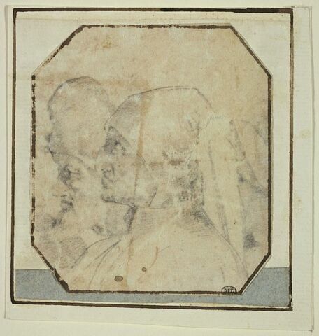 Deux têtes de vieillard de profil vers la gauche, image 1/2