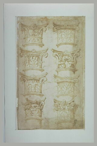 Etude d'architecture pour huit chapiteaux de colonnes sculptés, image 1/1
