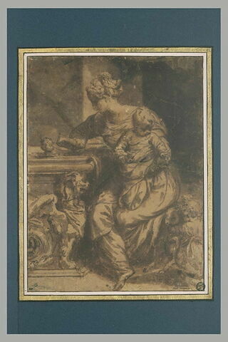La Vierge assise, lisant, l'Enfant sur ses genoux, et le petit saint Jean, image 1/1
