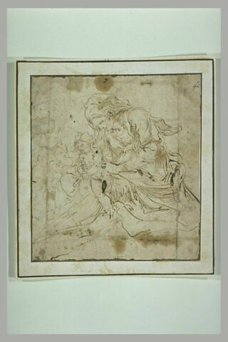 La Vierge assise tenant l'Enfant Jésus, et le petit saint Jean, image 1/1