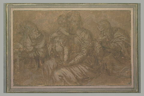 La Vierge assise avec l'Enfant entre un évèque et saint Joseph, image 1/1