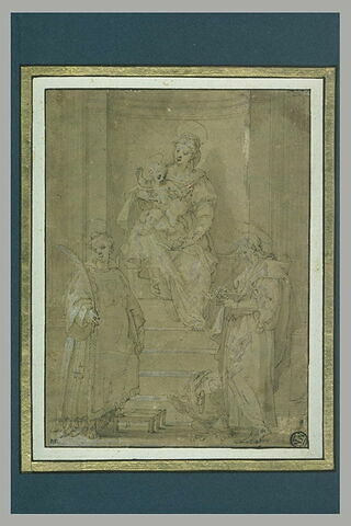 La Vierge et l'Enfant tenant un globe entourés des saints Laurent et Jean, image 1/1
