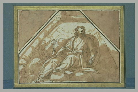 Saint Jean l'évangéliste assis, un livre sur les genoux
