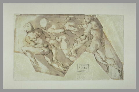 Homme nu conduisant trois hommes nus, les mains liées derrière le dos, image 2/2