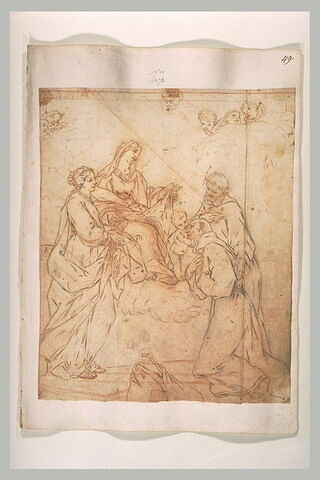 Adoration de la vierge à l'Enfant par deux saints