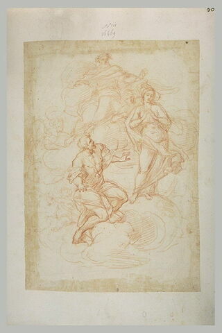 Dieu, la Vierge et un saint sur des nuages, image 1/1