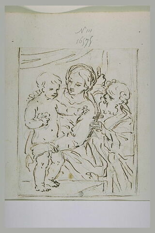 Saint Joseph présentant une croix à l'Enfant tenue par la Vierge