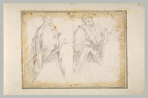 Deux demi-figures de saint, debout, drapés, image 1/1