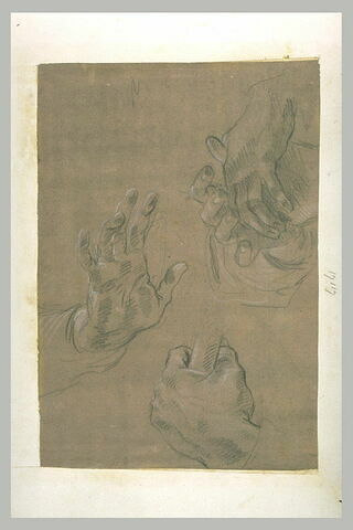 Deux mains l'une sur l'autre, main serrée sur un bâton, et main ouverte, image 1/1