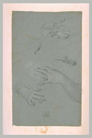 Deux mains, un violon et son archer, et reprise de la crosse, image 1/1