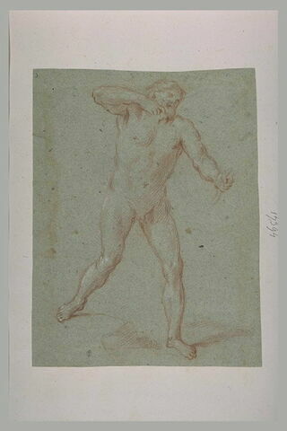 Homme nu, debout, tirant à l'arc, image 1/1
